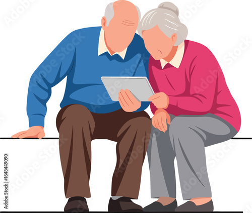Elderly Couple Engaged with a Digital Tablet Together.