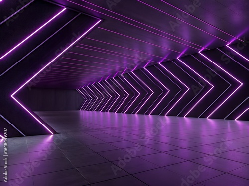 Abstract black and purple diagonal stripes with neon light accents and metallic textures. Futuristic technology background ideal for gaming, UI design, and digital creative projects.