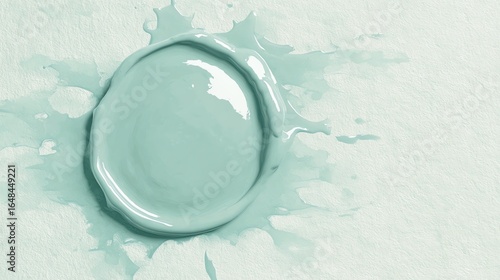 Paint Splatter Creating Round Shape with Liquid Edge on Textured Paper