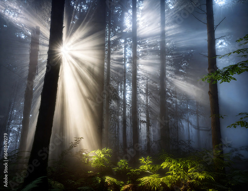 rays of light in the forest