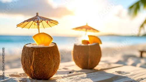 Wallpaper Mural Tropical coconut cocktails beach Torontodigital.ca