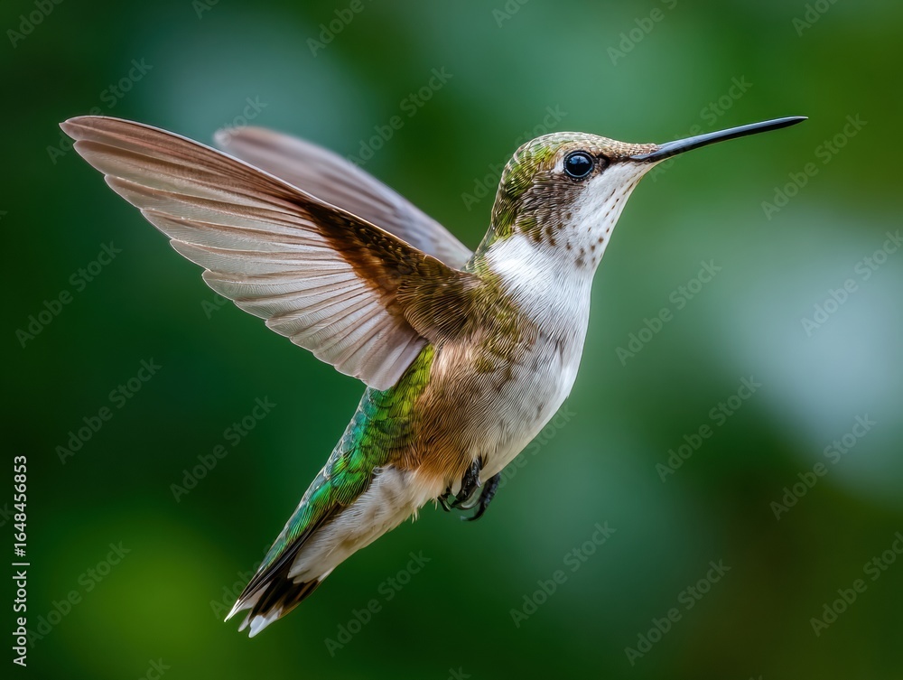 Fototapeta premium National Hummingbird Day Ruby-Throated Hummingbird in Flight Premium Summer Wildlife Image for Inspiring Nature Advocacy and Social Media Marketing Campaigns