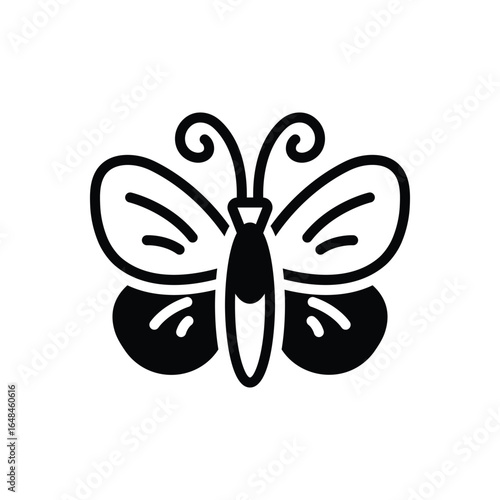 Black solid icon for butterfly