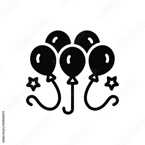 Black solid icon for balloons