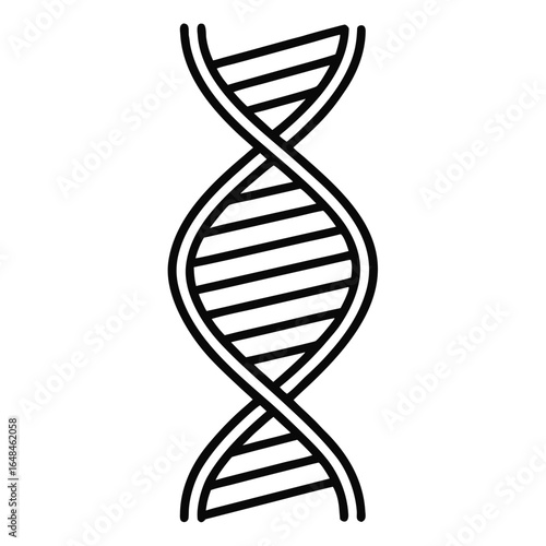 Simple black and white line art icon of a dna double helix
