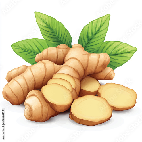 a ginger root with slice