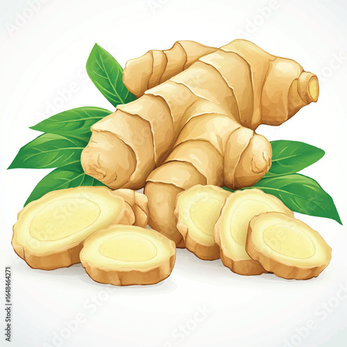 a ginger root with slice