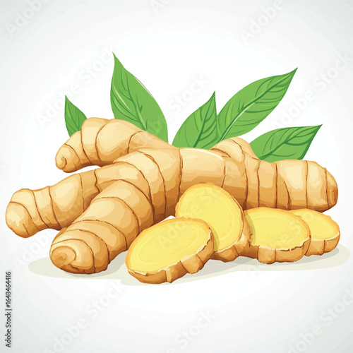 a ginger root with slice