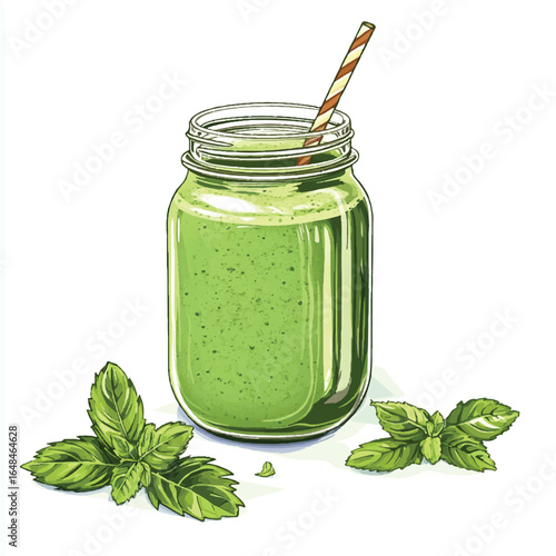 a green smoothie in a glass jar