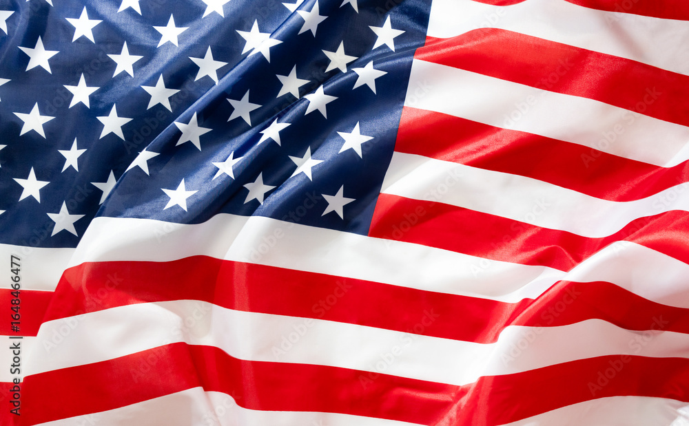 Fototapeta premium background of American flag waving in the wind