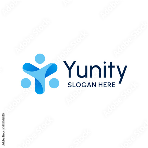 Yunity Logo Design. Letter Y People Group Symbol Gradient Modern Style Vector Template