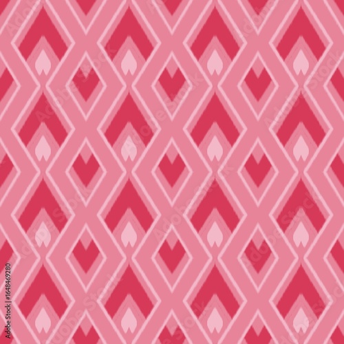 Colorful ikat geometric pattern. Illustration abstract ikat geometric shape seamless pattern. Ethnic geometric pattern use for fabric, textile, home decoration elements, upholstery, wrapping, etc.