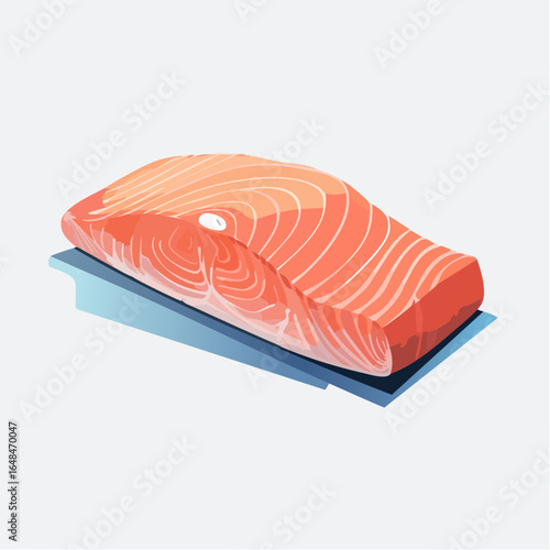 Cartoon Illustration of Fresh Salmon Steaks