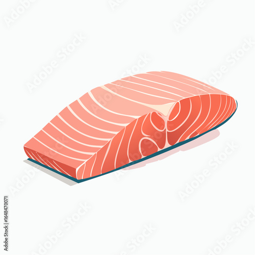 Cartoon Illustration of Fresh Salmon Steaks