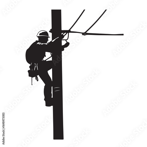 silhouette working people electrician on white background. 
