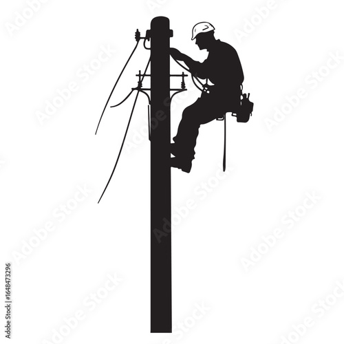 silhouette working people electrician on white background. 
