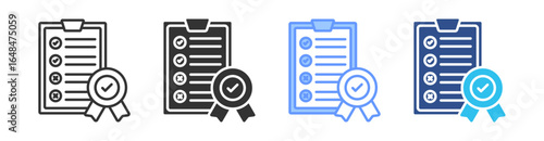Qualification Test Multi Style Icon Set Vector Collection 