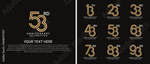 logo anniversary set. brown and white color on black background for special event