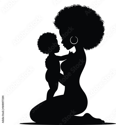 Mother and child silhouette, loving embrace, family bond, parental care, emotional connection, baby affection, timeless moment, nurturing love, peaceful scene, togetherness.