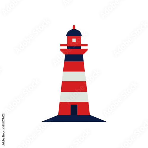 Iconic lighthouse guiding ships safely through stormy seas with vibrant stripes