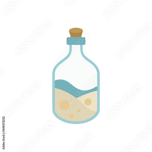 Refreshing liquid in a clear bottle with light blue accents and cork stopper, perfect for health or wellness concepts.