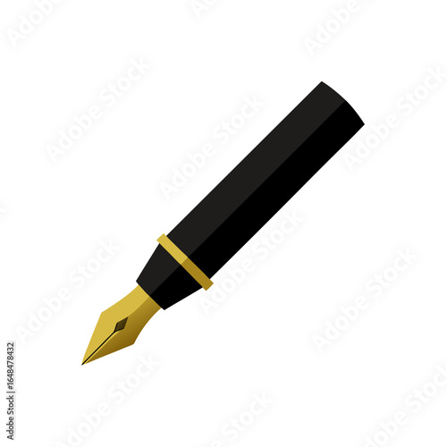Elegant fountain pen with gold nib and black barrel, perfect for professional writing and design projects.