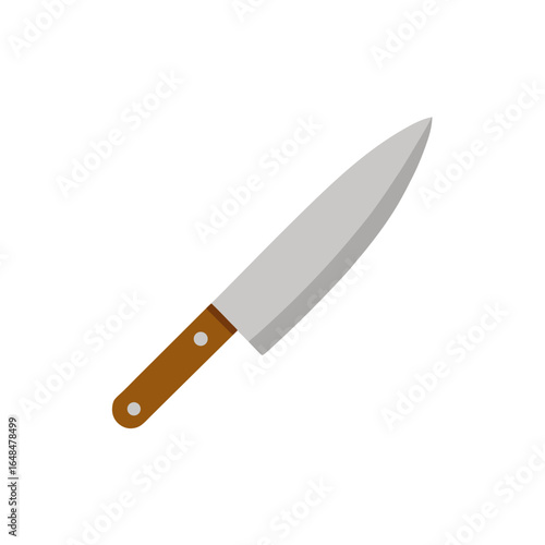 Sharp stainless steel chef's knife with wooden handle, perfect for culinary professionals and home cooks