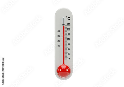 Isolated 3D Render of a Classic Celsius Thermometer, Temperature Measurement
