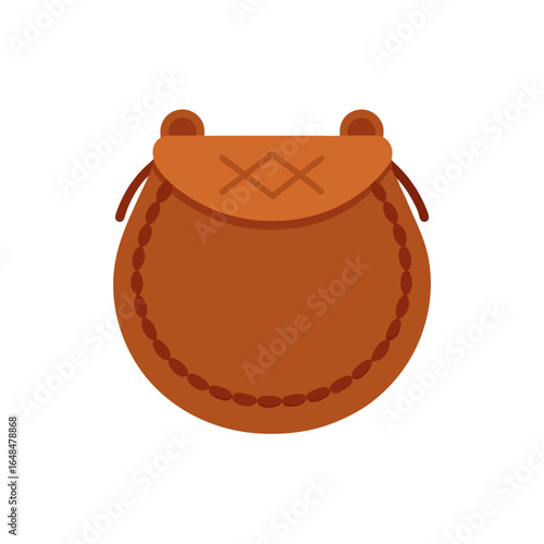 Rustic leather pouch with stitched details, perfect for travel or medieval reenactments
