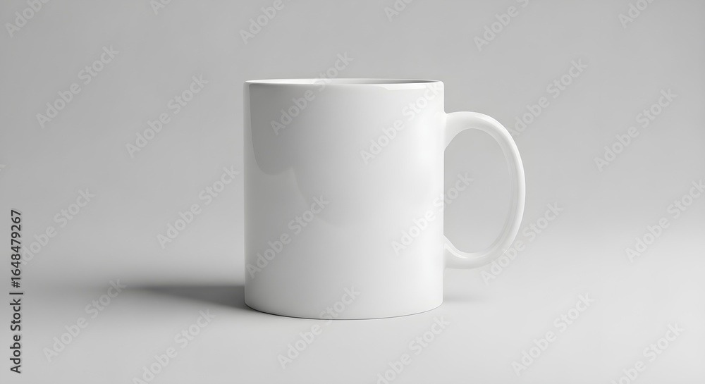 Fototapeta premium Pristine white ceramic mug, a versatile Mockup Mug White, offers a clean canvas for custom designs, branding, and product showcases.