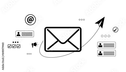 Email Marketing and Communication Icons Illustration