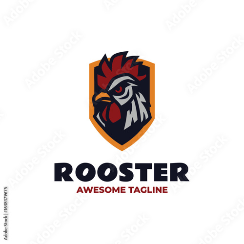 Mascot Rooster Shield Logo Design