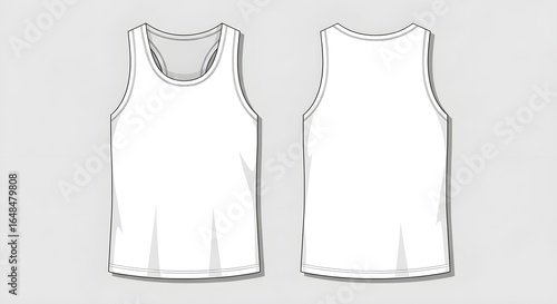 Clean and versatile white tank top mockup template, ideal for fashion design, apparel branding, and customizable clothing presentations.
