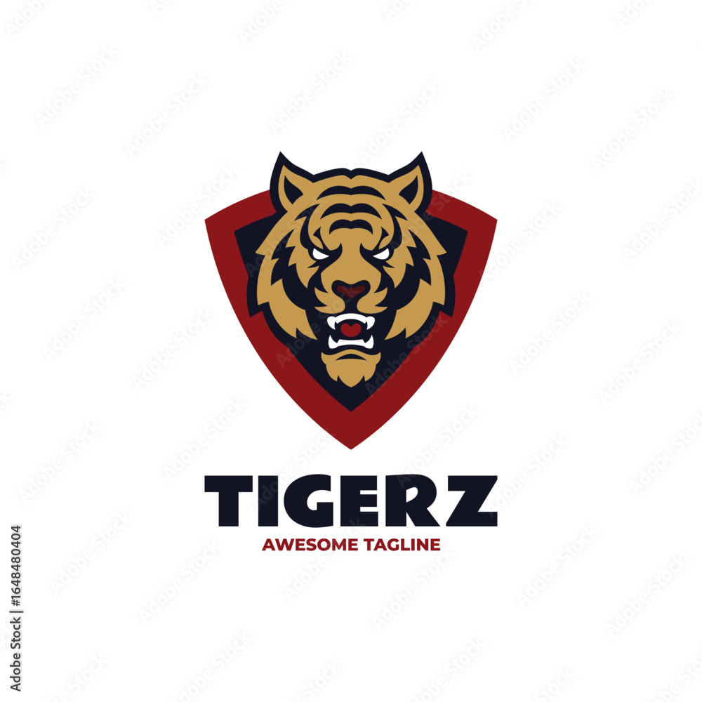 Obraz premium Mascot Tiger Shield Logo Design