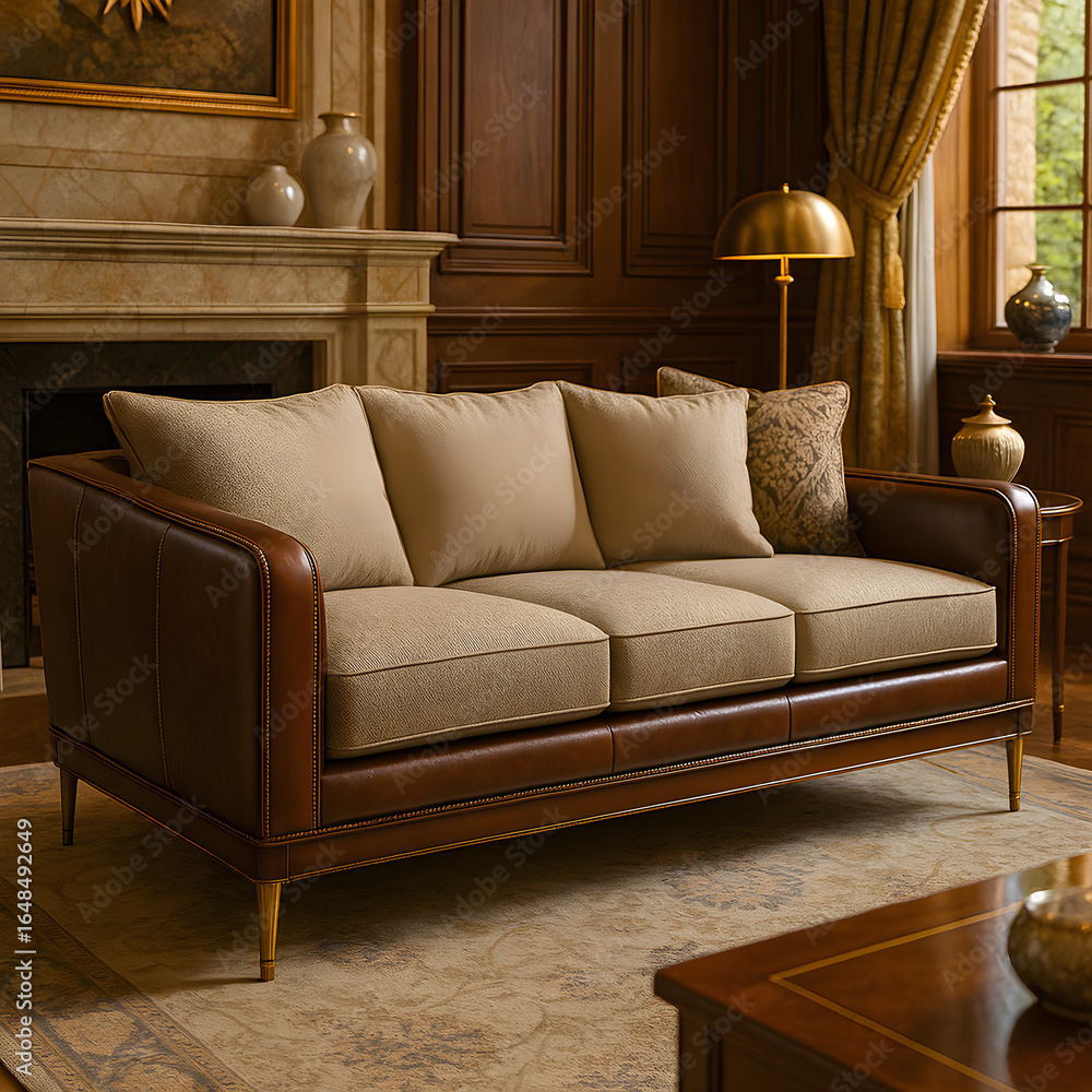 Fototapeta premium Elegant sofa furnishing luxurious living room interior