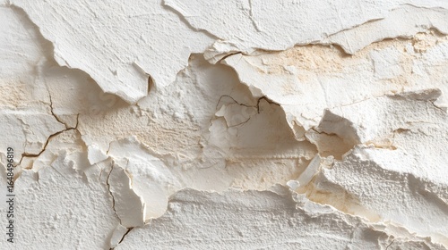 Cracked, peeling white plaster texture.