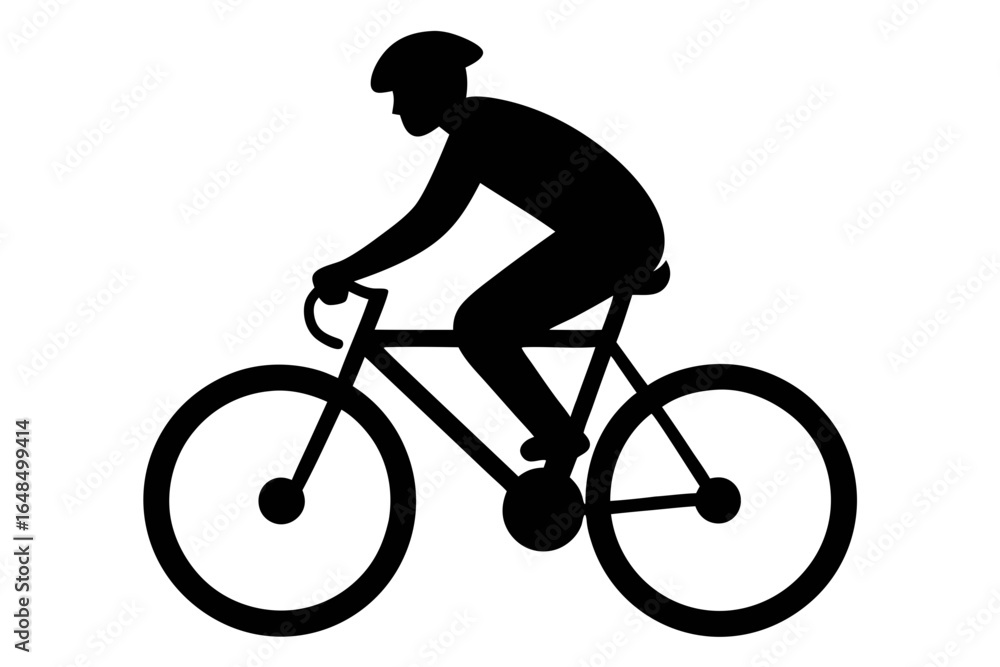 Fototapeta premium man riding a bicycle silhouette vector, cyclist black symbol