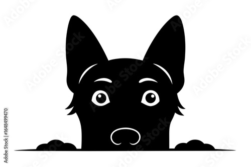 peeking dog silhouette vector, dog black icon