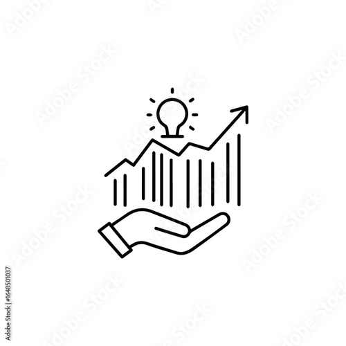 Hand Holding Growth Chart with Idea Lightbulb.