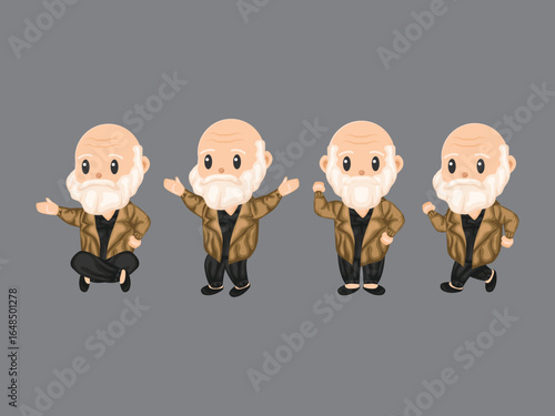 charles darwin theory science species cartoon zoology biology historic museum human evolution emblem