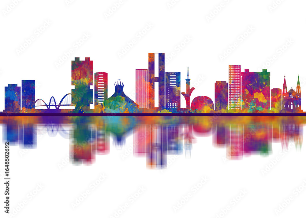 Obraz premium Brasilia Brazil Skyline. Cityscape Skyscraper Buildings Landscape City Downtown Abstract Landmarks Travel Art