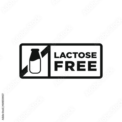 100% Lactose Free Black Vector Icon