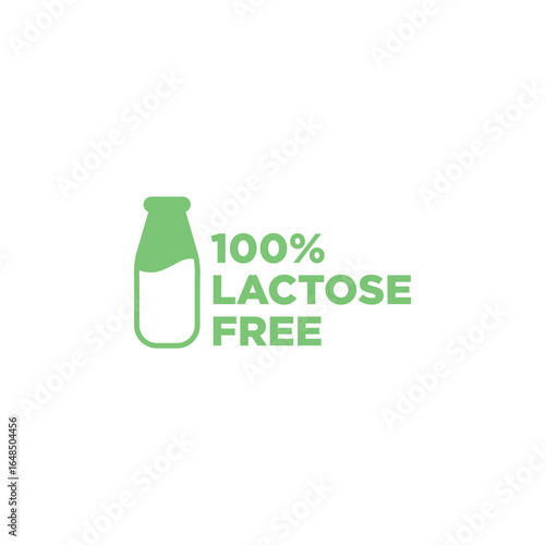 100% Lactose Free Green Vector Icon