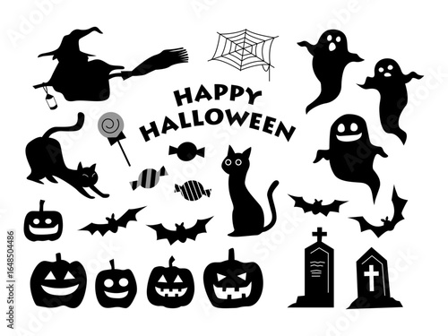 シンプルでかわいいハロウィンのイラストセット