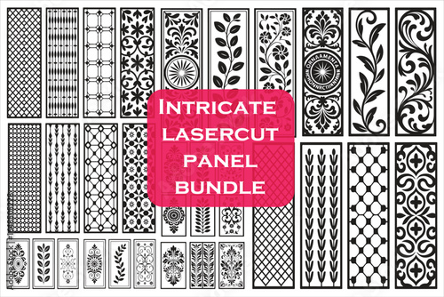 laser cut pattern designs featuring intricate geometric, floral, and ornamental motifs.