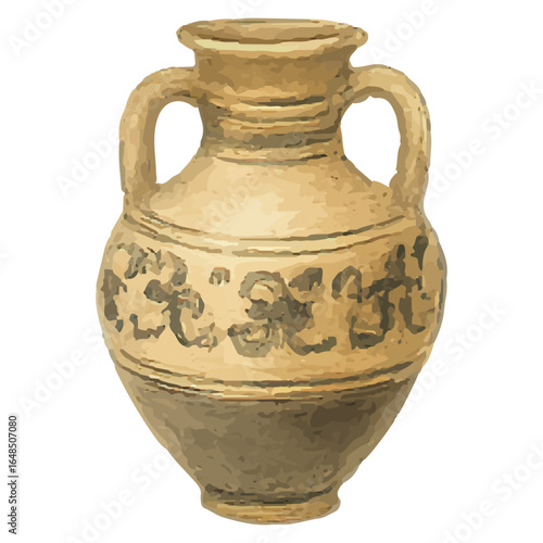 Hand-drawn floral pattern amphora antique pottery vector illustration