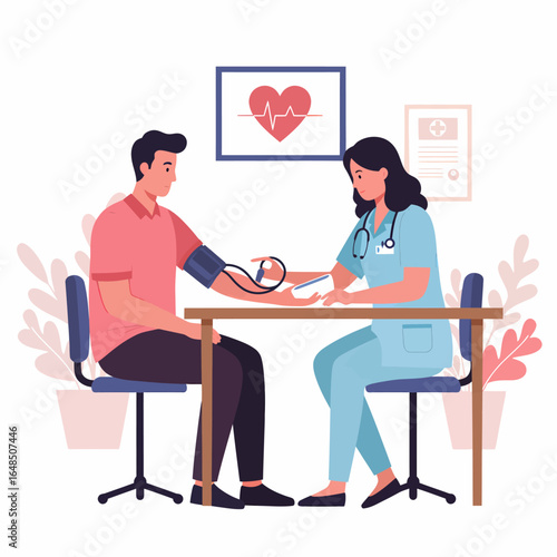 Doctor consulting male patient for cardiology checkup, men's health care concept