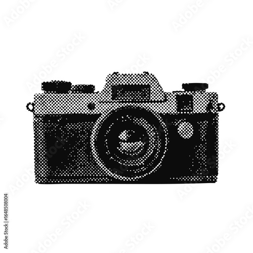 Vintage camera halftone grunge vector design element
