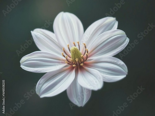 Close-up of a delicate white flower with pink hues and intricate petals