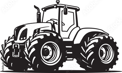 "A vintage black and white tractor vector silhouette showcasing a classic farm vehicle design in bold contrast.